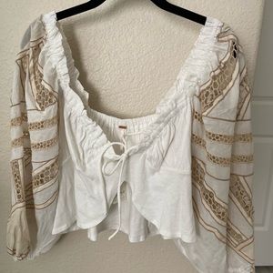 Free People Embroidered Crop Top
